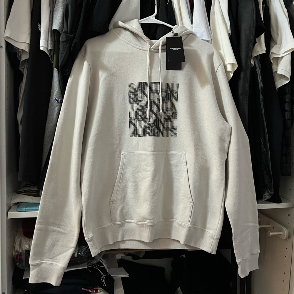 SAINT LAURENT Grey Mirage Logo Hoodie